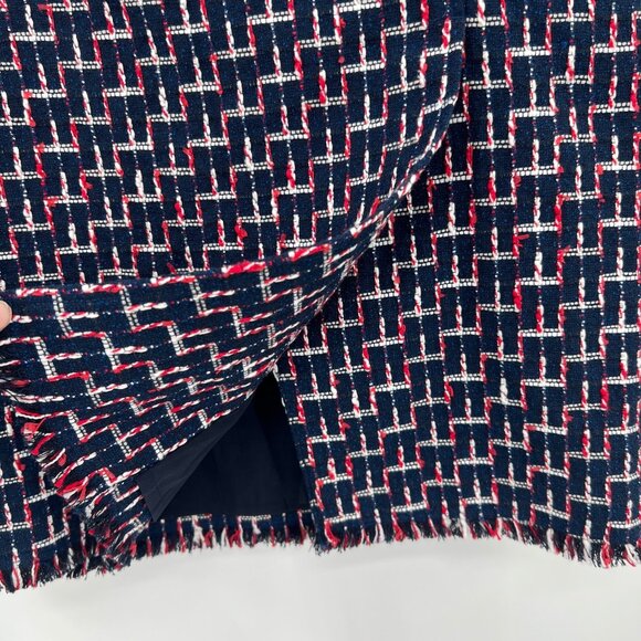 Talbots Office Pencil Skirt Size 12 NWT Navy Faux Wrap Cotton Blend Academia - Picture 5 of 7